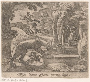 Thisbe Flees from the Lioness at the Spring (Metamorphoses of Ovid, series title)