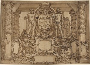 An Architectural Wall Design in Honor of Henry IV, the Gallic Hercules by Antonio Tempesta or Agostino Ciampelli