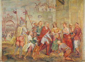 Jacopo Barbarigo freeing Queen Margaret of Hungary from the Turks in 1426 by Antonio Vassilacchi