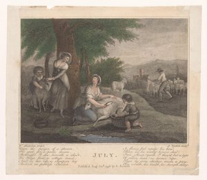 Women Shearing Sheep (July) by Antonio Zecchin