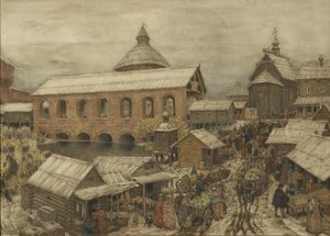 Old Moscow. Okhotny Ryad Hunting Row, 1900s-1910s by Apollinari Mikhailovich Vasnetsov
