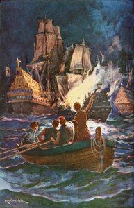 English fireships attacking the Spanish Armada