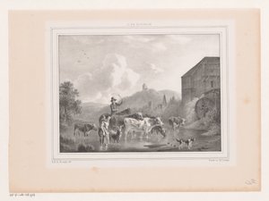 Herd Crossing a River by Arie Ketting de Koningh