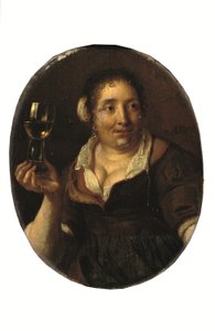A Peasant Woman Holding a Glass of Wine by Arie de Vois