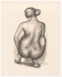 Crouching Naked Woman Seen from the Back by Aristide Maillol (signed by artist)