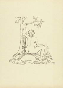 Nude Woman Sitting by Tree (Study)