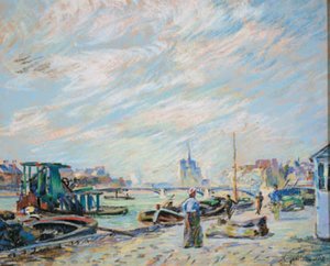 View Over Quai Sully, Now Called Quai Henri IV, with Notre Dame in the Background by Armand Guillaumin