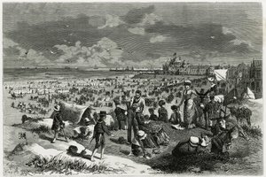 Ostend Beach. Engraving by A.Heins, to illustrate the story 