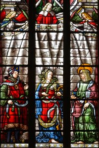 The prophet Daniel, Sibylle Cimmerienne and Saint Matthew the Evangelist - Stained glass of the chapel Saint Louis, Arnaud de Moles (1470-1520) completed in 1513 - Cathedrale Sainte Marie d