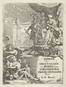 Severed Heads Before a Prince on a Throne (Title Page for: L. van den Bos, 