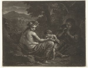 Shepherdess and Shepherd with Their Child by Arnold Houbraken