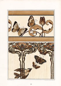 Floral Ornamental Bands with Butterflies and Tulips