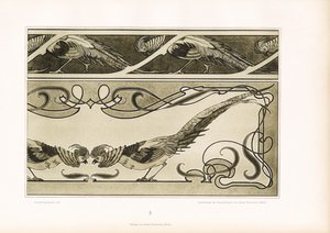 Ornamental Borders with Stylized Pheasants and Linear Ornaments by Arnold Lyongrün