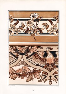 Ornamental Compositions with Blossoms, Butterflies and Eagle by Arnold Lyongrün