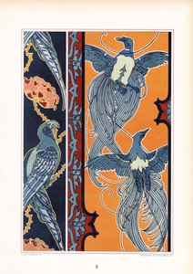 Ornamental Friezes with Stylized Birds by Arnold Lyongrün