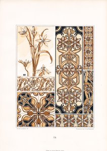 Stylized Lily Motifs in Brown Tones by Arnold Lyongrün