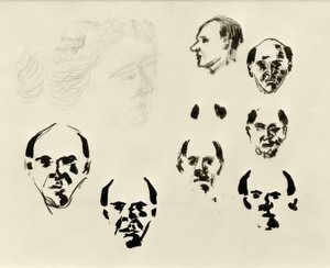 Self-Portraits (7 Heads en face and in Profile and Sketch)