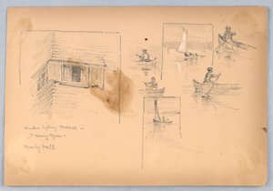 Sketch of People Canoeing and Window by Arnold William Brunner