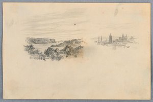 Two Views, Landscape and City Skyline by Arnold William Brunner