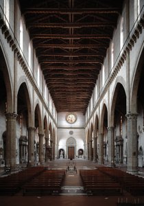 Interior view of the Basilica Santa Croce projected by Arnolfo di Cambio, 1294, Florence, Italy by Arnolfo di Cambio
