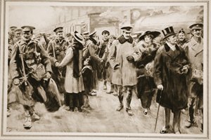 The Weekend away from the Front: British officers and men on short leave from the trenches arriving at Victoria, from 