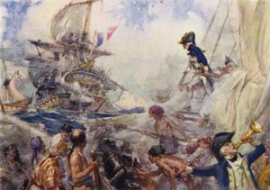 Captain Nelson in the Agamemnon engaging the Ca Ira by Arthur David McCormick