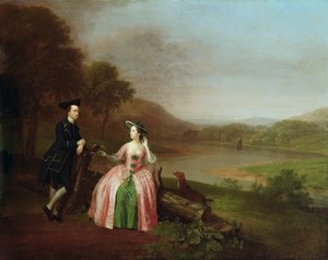 Sir George and Lady Strickland in the Grounds of Boynton Hall, near Bridlington, Yorkshire by Arthur Devis