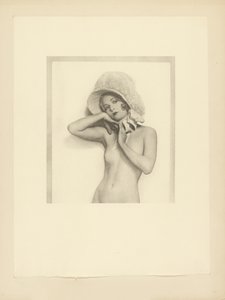Female Nude Wearing Lace Bonnet by Arthur F. Kales