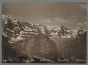 View of the Silberhorn, the Mittaghorn, the Grosshorn, the Breithorn and the Tschingelhorn in the Bernese Alps (Panorama of the Jungfrau Range) by Arthur Gabler