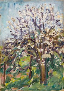 Almond Blossom on a Sloping Verge by Arthur Haythorne Studd