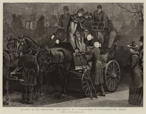 Coaching in the Winter-Time, the Arrival of a Four-in-Hand in Northumberland Avenue