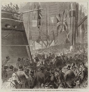 Launch of the Screw-Corvette Druid at Deptford Dockyard, Princess Louise Releasing the Dog-Shore