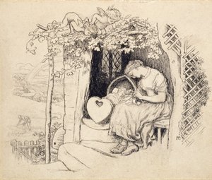 By the Cradle by Arthur Hughes