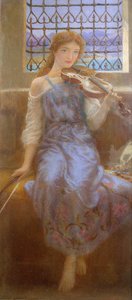 Girl with Violin by Arthur Hughes