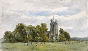 Cricket on the Stray, in front of Christ Church, High Harrogate by Arthur J. Stark