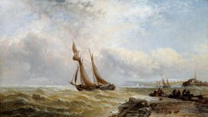 Coaster Leaving Port, Rough Weather