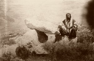 Dolmen and Man, West of Hesban, 1881 by Arthur M. Mantell