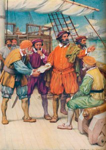 Magellan Consults with his Navigators