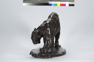 Large Puma Smelling Ox Track by Arthur Putnam