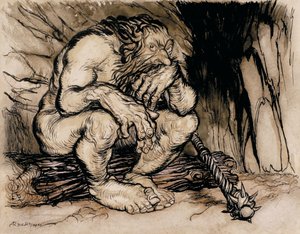 A Most Terrific Giant, Illustration from English Fairy Tales by Arthur Rackham