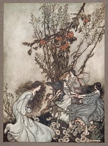Fairies never say We feel happy, what they say is We feel dancey, from Peter Pan in Kensington Gardens by J.M. Barrie, pub. 1906 by Arthur Rackham