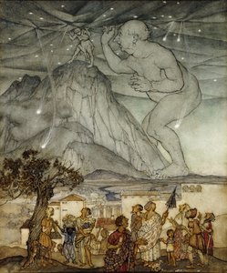 Hercules Supporting the Sky Instead of Atlas by Arthur Rackham