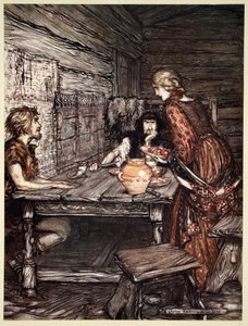 Hunding Discovers the Likeness Between Siegmund and Sieglunde by Arthur Rackham
