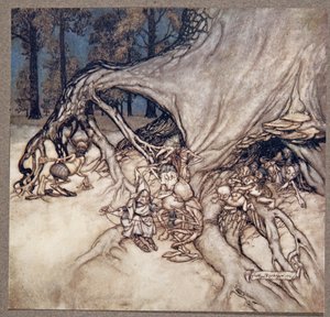 If the bad ones among the fairies happen to be out, from Peter Pan in Kensington Gardens by J.M. Barrie, pub. 1906 by Arthur Rackham