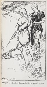 Illustration of Imogen and her brothers from Cymbeline by Arthur Rackham