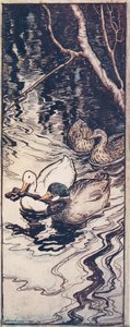 The Ducks, which he had once saved, dived and brought up the key from the depths