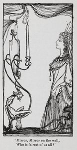 The Wicked Queen Looking at Herself in the Mirror from Snowdrop by Arthur Rackham