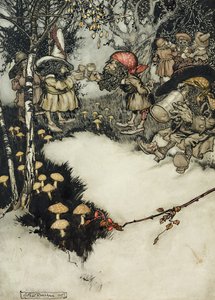 They quaffed their liquor in profound silence by Arthur Rackham