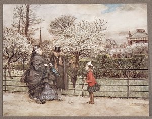 When You Meet Grown Up People in the Gardens Who Puff and Blow as If They Thought Themselves Bigger Than They Are, from Peter Pan in Kensington Gardens by J. M. Barrie, pub. 1906 by Arthur Rackham