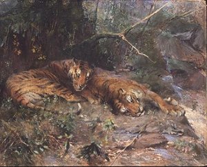 Tigers Resting by a Stream by Arthur Wardle